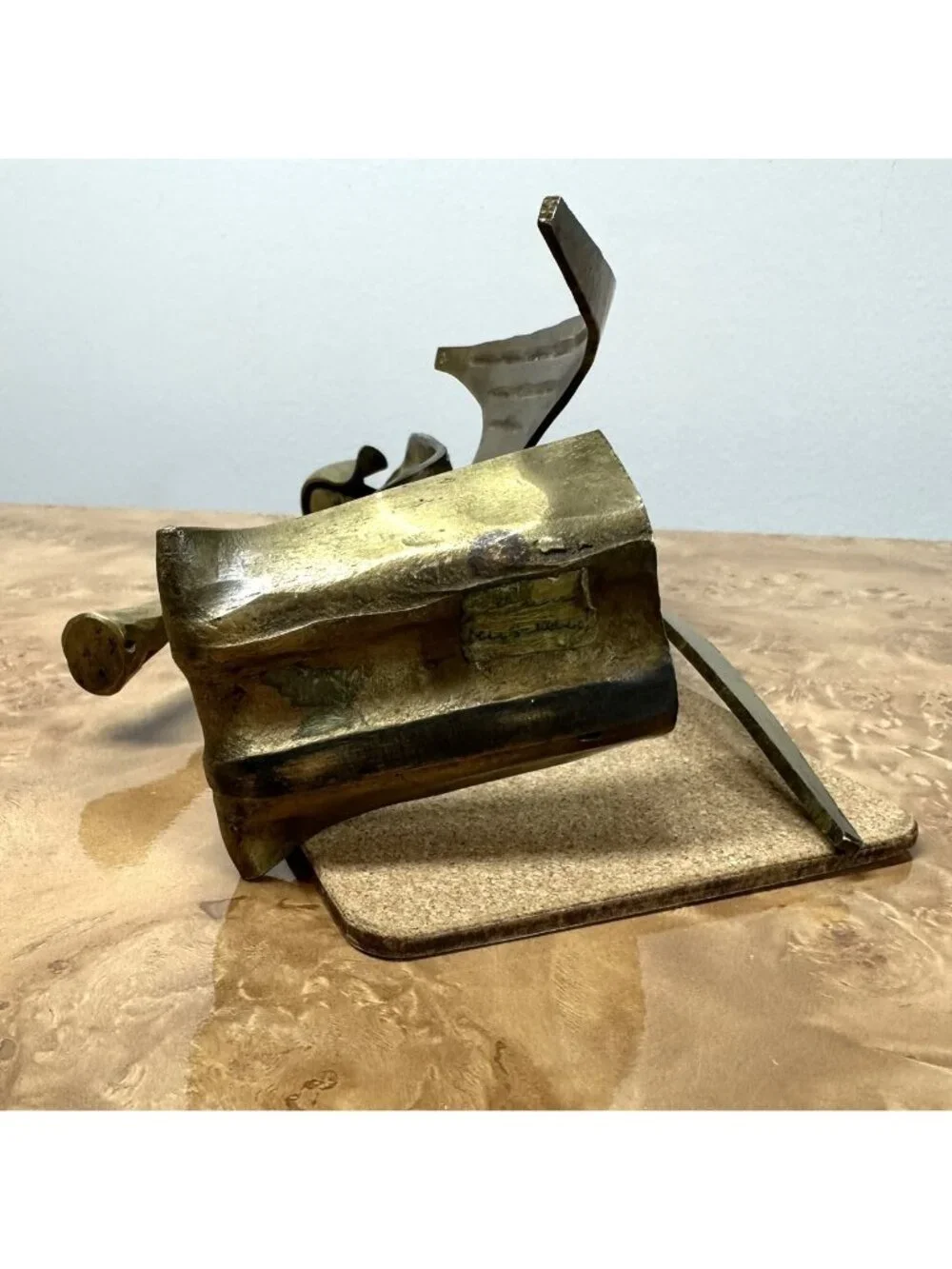 Vtg Mid Century Modernist Brass Angel Playing Horn Sculpture Figurine 7